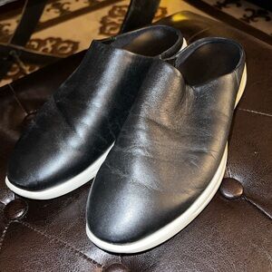 Women’s | Ecco Slip-On Leather Mule | Color: Black/White | Size: 9. Barely worn.